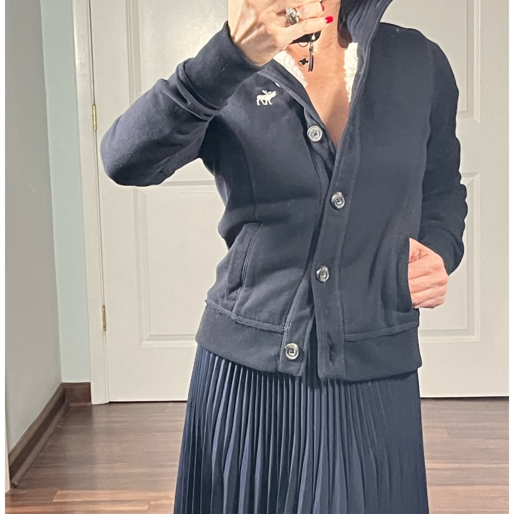 Abercrombie & Fitch navy shearling interior jacket size S